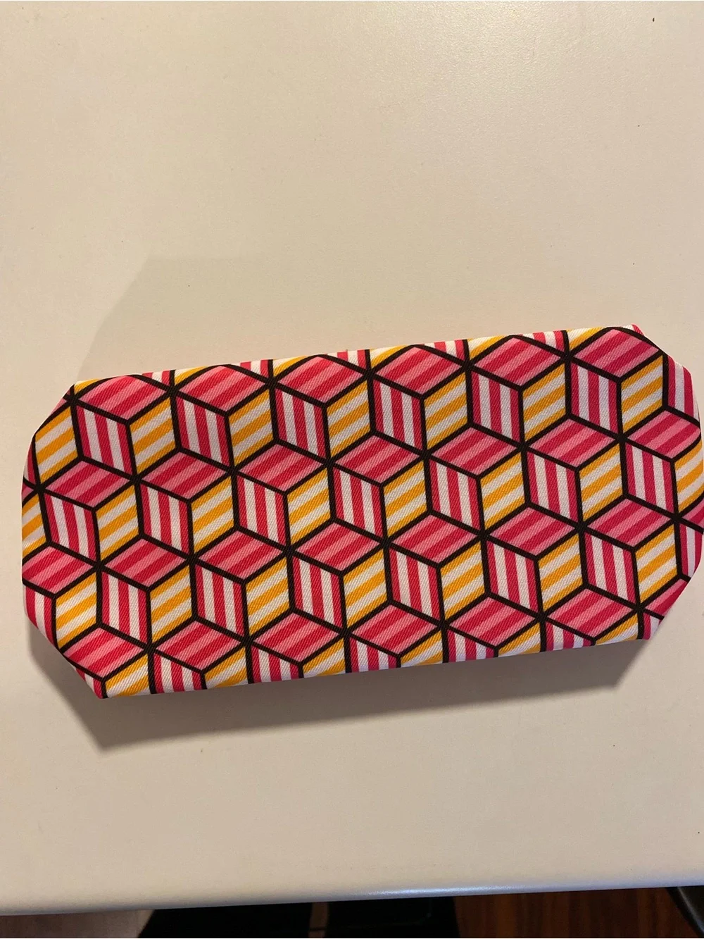 Clinique Pink Yellow Geometric Cosmetic bag case Pouch